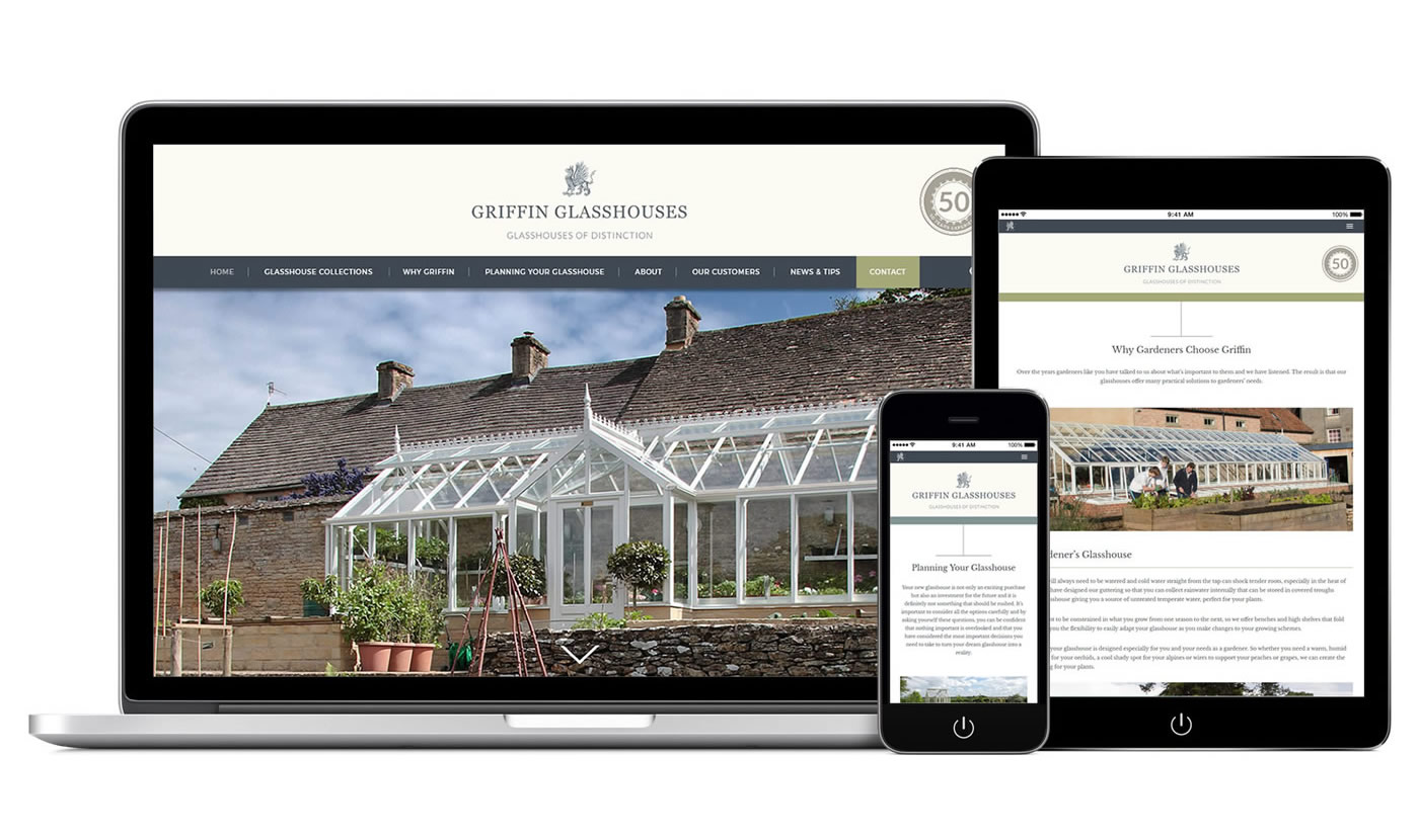 Griffin Glasshouses web design by Wizbit